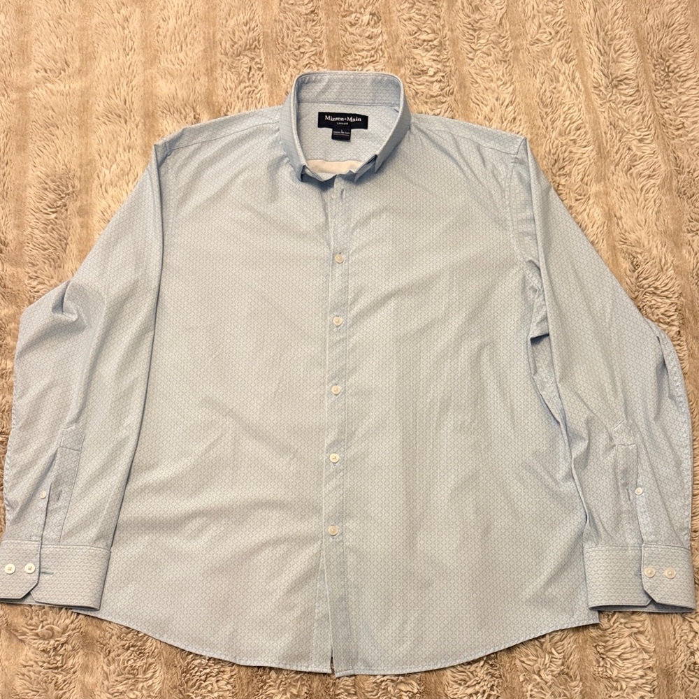 Mizzen+Main Light Blue Casual Button Down Shirt L no tuck